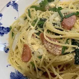 ほうれん草とチョリソーの和風パスタ